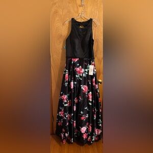 Meier Collection Prom Dress Floral Black and Pink Prom Size 16 NWT